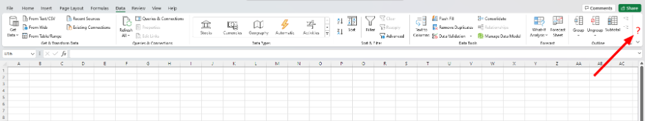 Excel Data tab showing missing Data Analysis button in toolbar