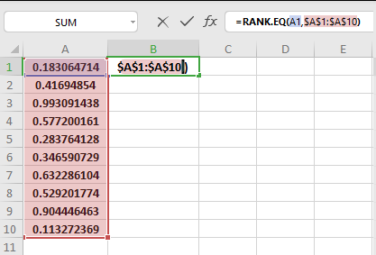 Excel arătând combinația RANDBETWEEN cu RAND() pentru zecimale și funcția ROUND