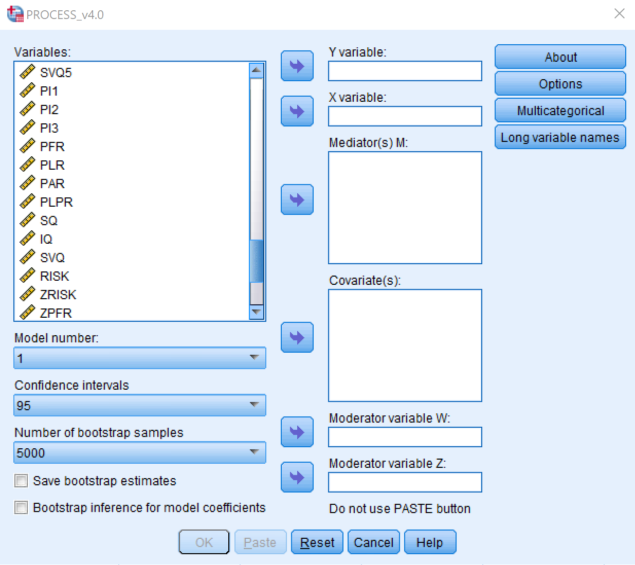 อินเทอร์เฟซ PROCESS Macro ใน SPSS. ที่มา: uedufy.com
