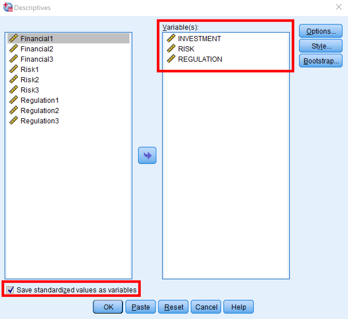 บันทึกค่า Standardized เป็นตัวแปรใน SPSS. ที่มา: uedufy.com