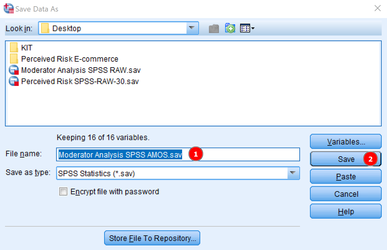 บันทึกชุดข้อมูลใน SPSS. ที่มา: uedufy.com